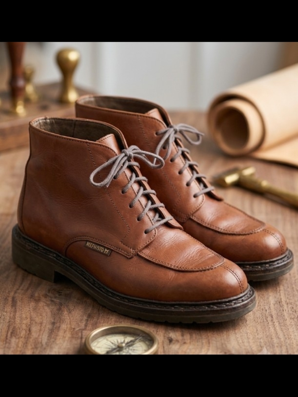 Vintage 80's/90's Mephisto Brown Leather Norwegian Welted Ankle Boots (Sz 7) Lux